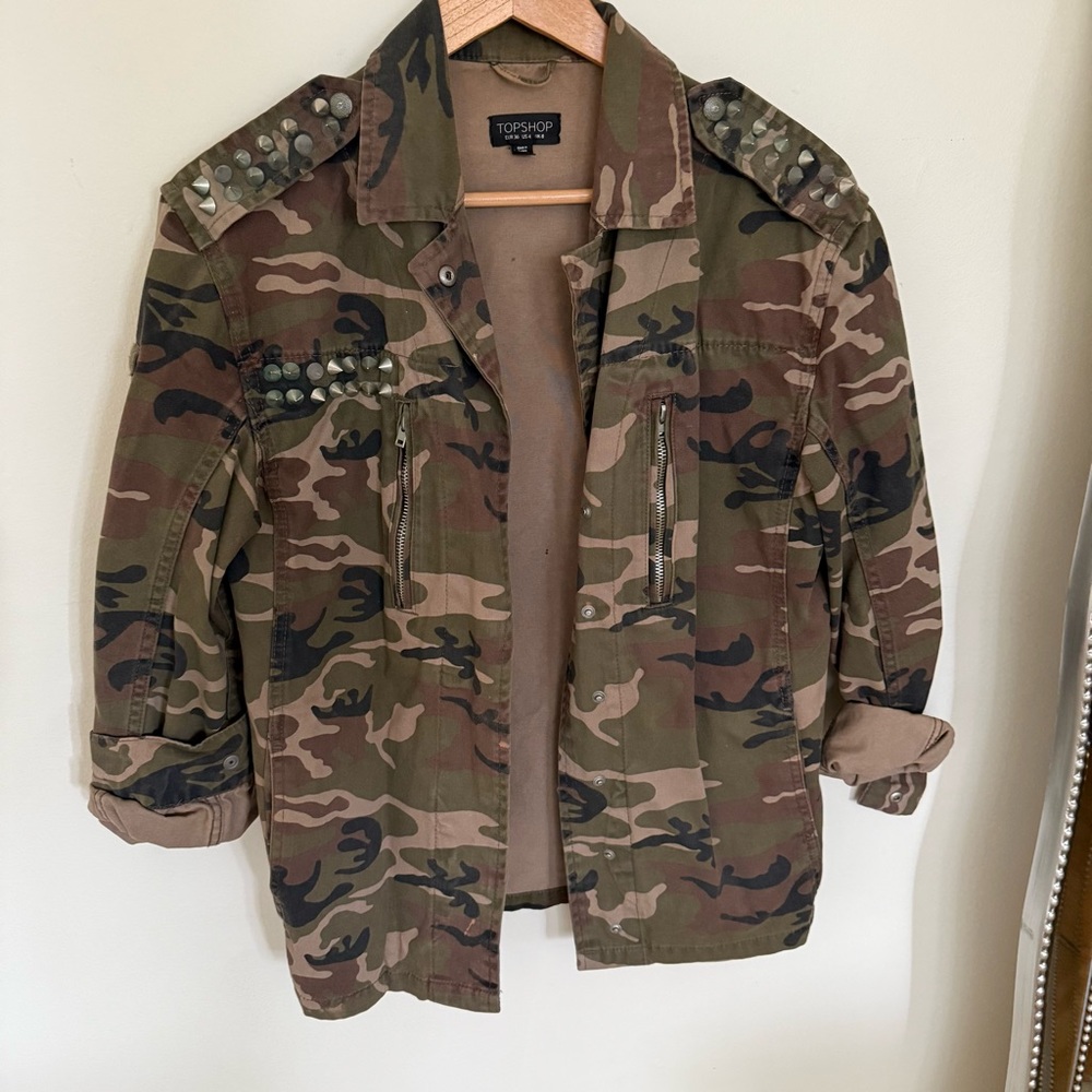 Topshop Green and Brown Military Field Jacket